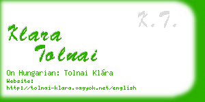 klara tolnai business card